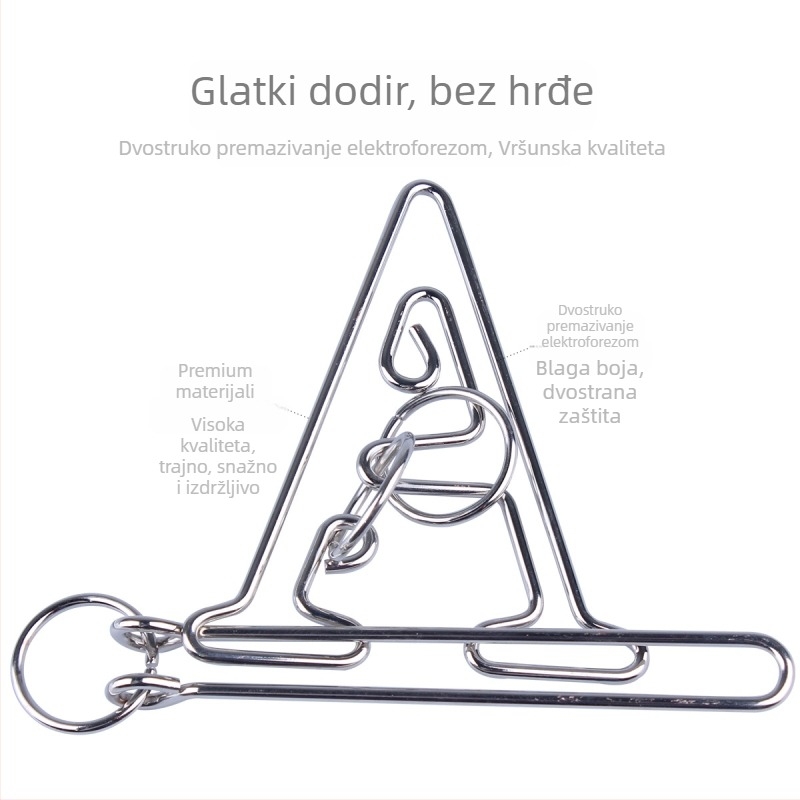 Kovinski glavolom s pet lanaca – edukativna igra za djecu 7–14 godina (Kongming-brava)