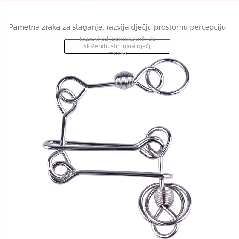 Kovinski glavolom s pet lanaca – edukativna igra za djecu 7–14 godina (Kongming-brava)