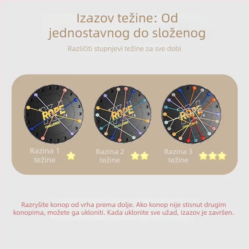 Igra otkopčavanja užeta – Interaktivna stolna kartična igra, plastika, za uzrast 7–14 godina, roditeljsko-djeco interakcija, uz video uputu