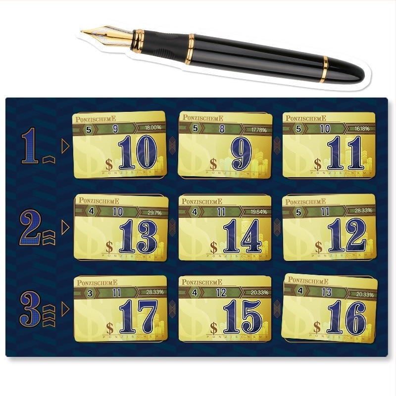 Ponzi shema — kartna stolna igra za druženje; Materijal: papir; Brand: Henglais; Za dob 14+; Razvija emocionalni razvoj; Tema protiv prijevara.