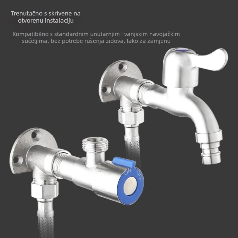 Tuš adapter od nehrđajućeg čelika 304, navoj 6-4, model YQ170018J, moderni minimalistički stil, montažna baza