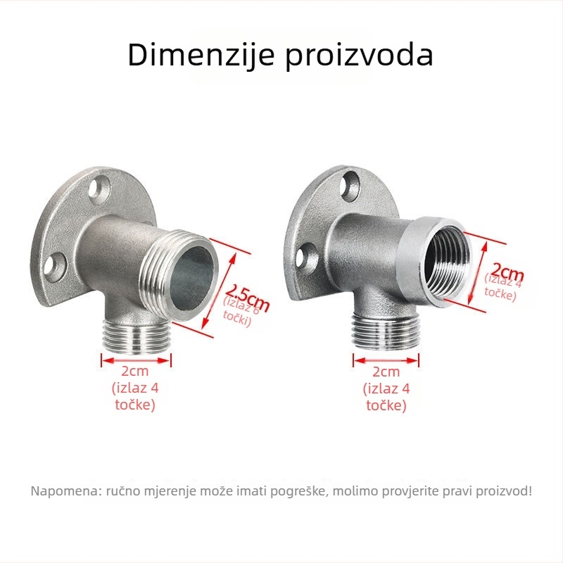 Tuš adapter od nehrđajućeg čelika 304, navoj 6-4, model YQ170018J, moderni minimalistički stil, montažna baza