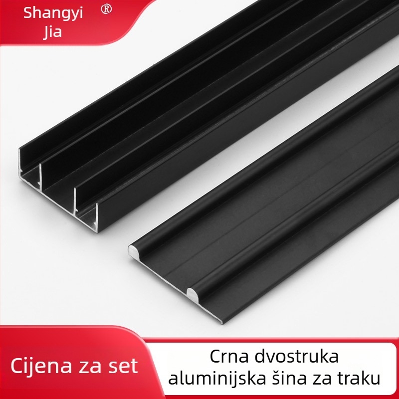 Sustav vodilica za plakar s gornjom i donjom tračnicom, aluminijska legura, oksidirani završni sloj, model A0032, tih rad