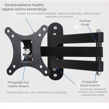 X100 zidni nosač za TV/monitor – mehaničko podešavanje, nosivost do 5 kg, zidni montiranje