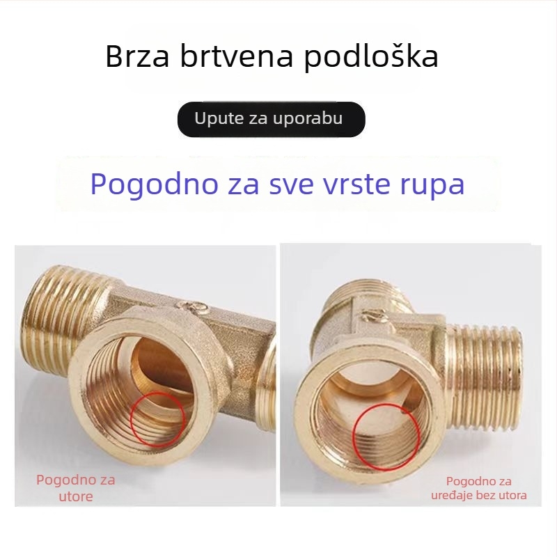 Mosadzni brtveni prsten za trokutasti ventil slavine — brza ugradnja na 4 točke, bez trake za navoj, protiv curenja