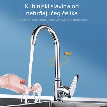 Berths kuhinjska slavina od nehrđajućeg čelika 304, topla i hladna voda, moderni minimalistički dizajn