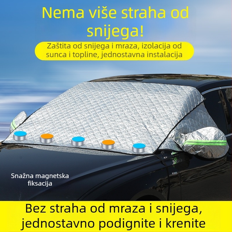 Pokrov kapote automobila zimi s magnetskim učvršćivanjem, produžena verzija, aluminijska folija, universalni model, teleskopska ugradnja