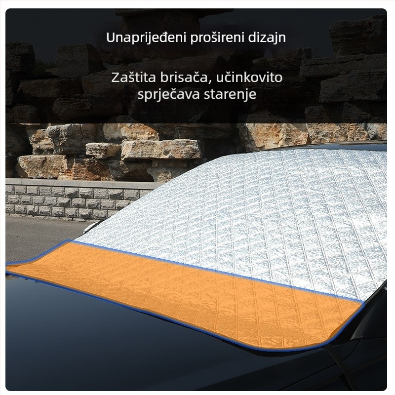 Pokrov kapote automobila zimi s magnetskim učvršćivanjem, produžena verzija, aluminijska folija, universalni model, teleskopska ugradnja