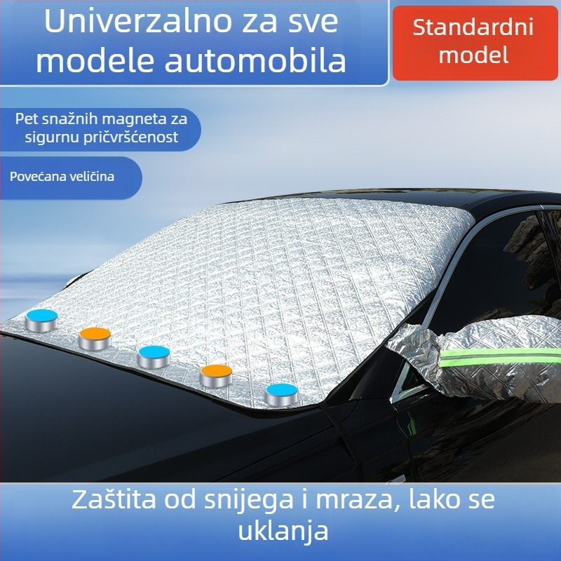 Pokrov kapote automobila zimi s magnetskim učvršćivanjem, produžena verzija, aluminijska folija, universalni model, teleskopska ugradnja