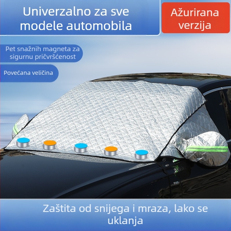 Pokrov kapote automobila zimi s magnetskim učvršćivanjem, produžena verzija, aluminijska folija, universalni model, teleskopska ugradnja