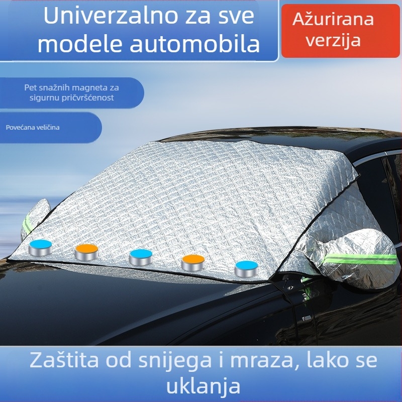 Pokrov kapote automobila zimi s magnetskim učvršćivanjem, produžena verzija, aluminijska folija, universalni model, teleskopska ugradnja