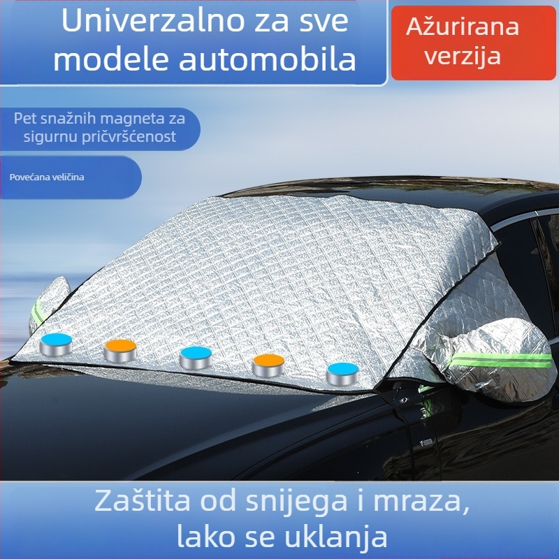 Pokrov kapote automobila zimi s magnetskim učvršćivanjem, produžena verzija, aluminijska folija, universalni model, teleskopska ugradnja