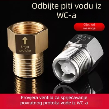 Mesingov provjerni ventil s navojem, 4-točkovni unutarnji na vanjski navoj, navojno spajanje za kupaonicu