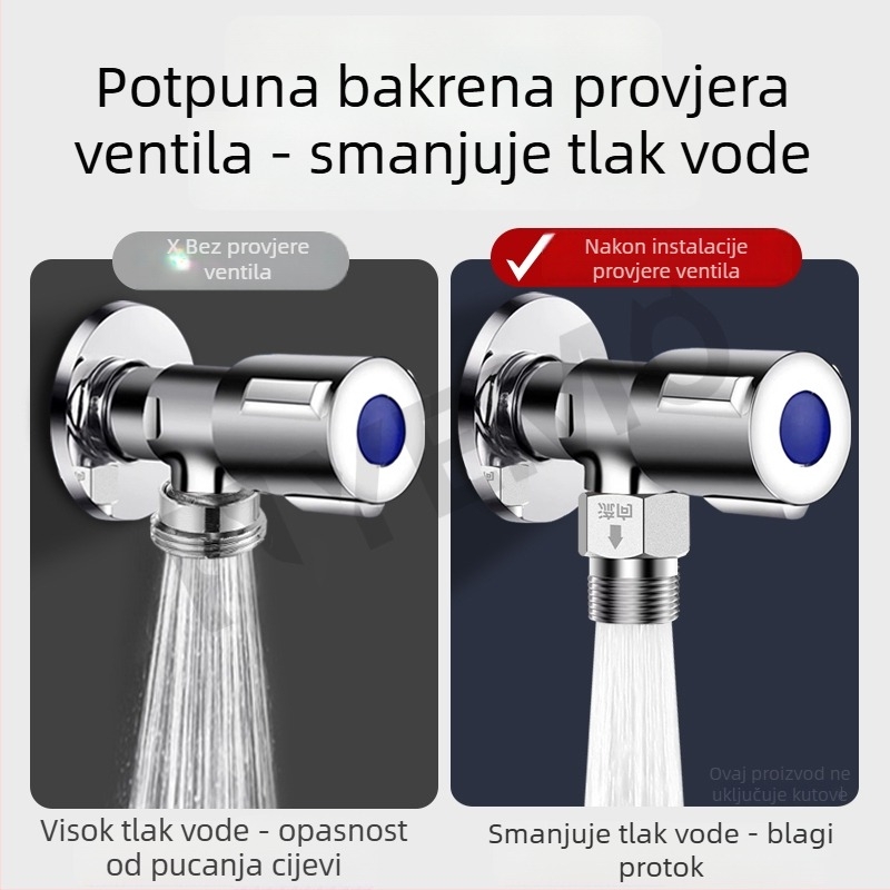 Mesingov provjerni ventil s navojem, 4-točkovni unutarnji na vanjski navoj, navojno spajanje za kupaonicu