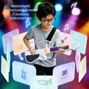 Električna gitara s inteligentnim pratnjom i automatskim akordiranjem za djecu, ABS, model ES200-1, pakiranje u šarenoj kutiji, uzrast 7–14 godina