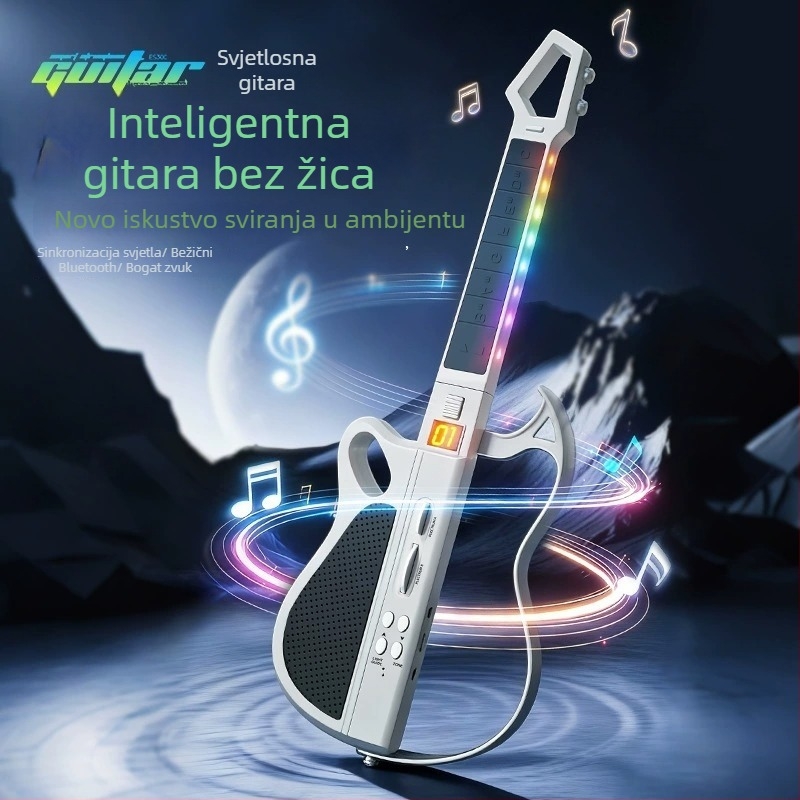 Električna gitara s inteligentnim pratnjom i automatskim akordiranjem za djecu, ABS, model ES200-1, pakiranje u šarenoj kutiji, uzrast 7–14 godina
