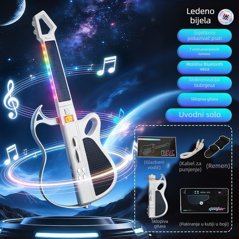 Električna gitara s inteligentnim pratnjom i automatskim akordiranjem za djecu, ABS, model ES200-1, pakiranje u šarenoj kutiji, uzrast 7–14 godina
