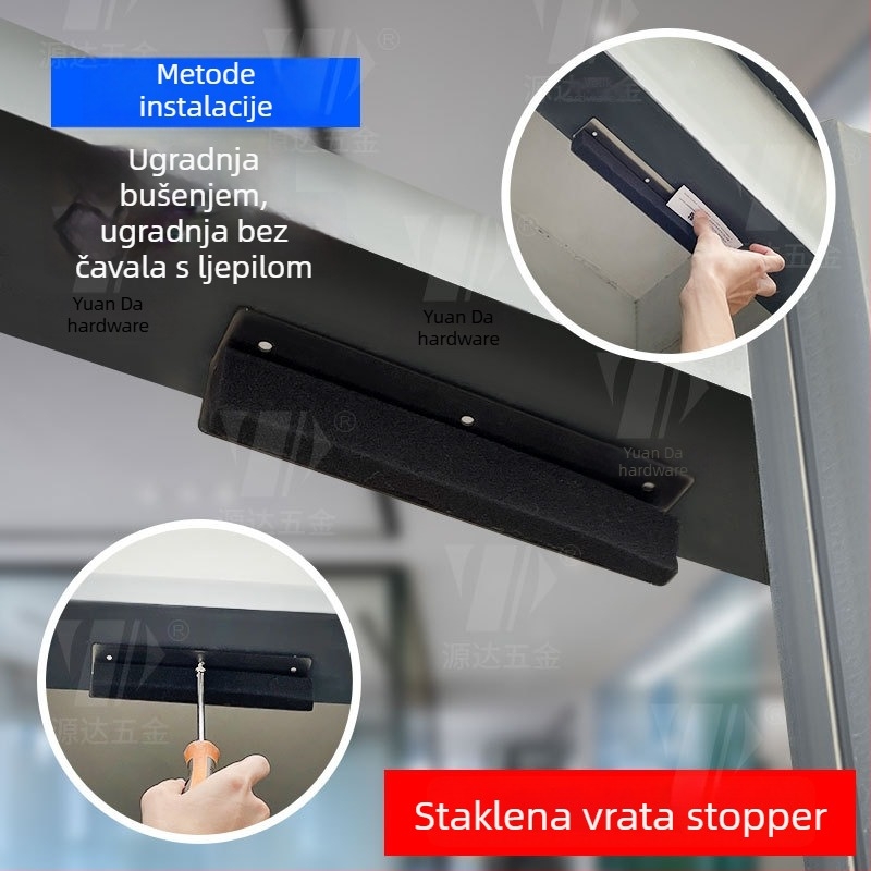 Stoper za staklena vrata XWD, aluminijska legura, jednosmjerni ublaživač udara za vanjska vrata