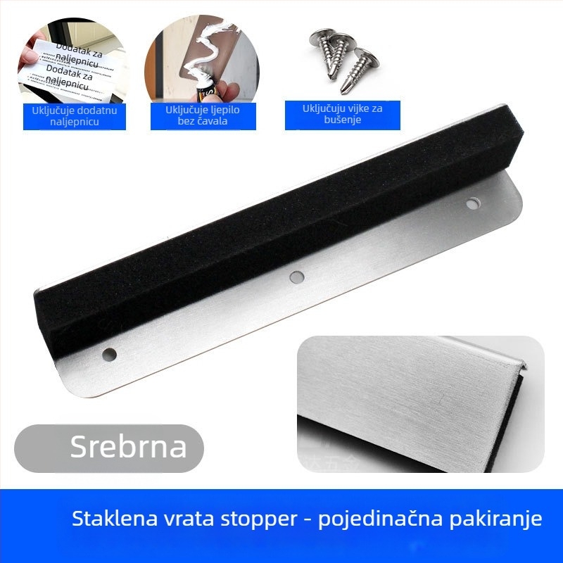 Stoper za staklena vrata XWD, aluminijska legura, jednosmjerni ublaživač udara za vanjska vrata