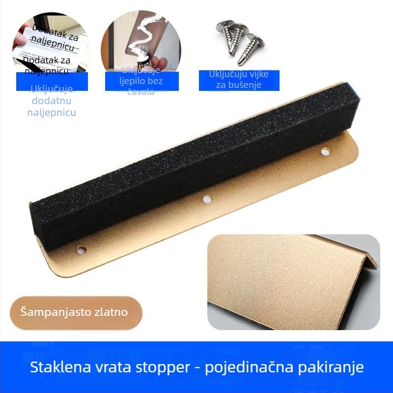 Stoper za staklena vrata XWD, aluminijska legura, jednosmjerni ublaživač udara za vanjska vrata