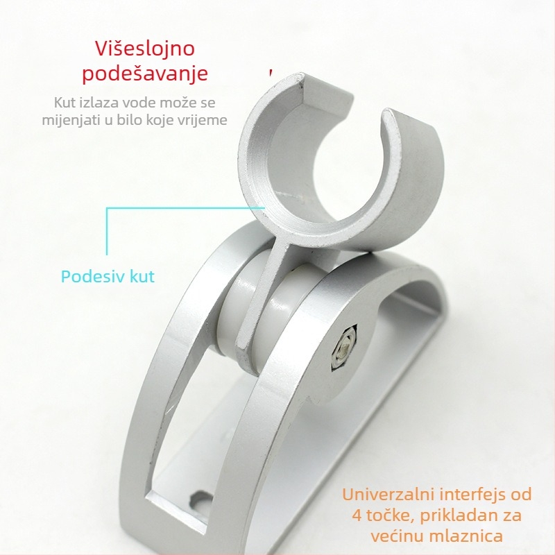 Držač tuša od svemirskog aluminija s polukružnim oblikom, prilagodljiv držač mlaznice