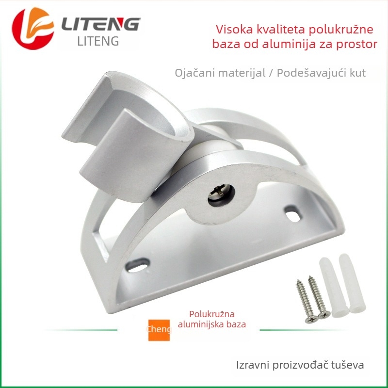 Držač tuša od svemirskog aluminija s polukružnim oblikom, prilagodljiv držač mlaznice