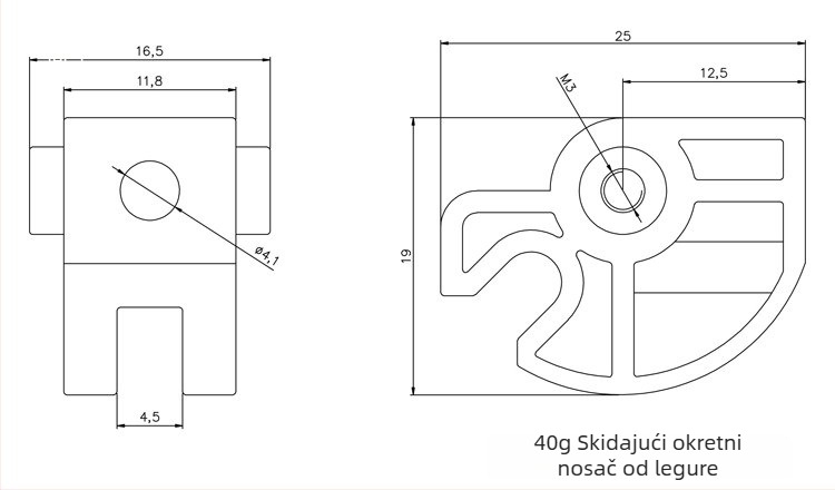 RC model podvozje za slijetanje, aluminijski sklop, mehaničko upravljanje
