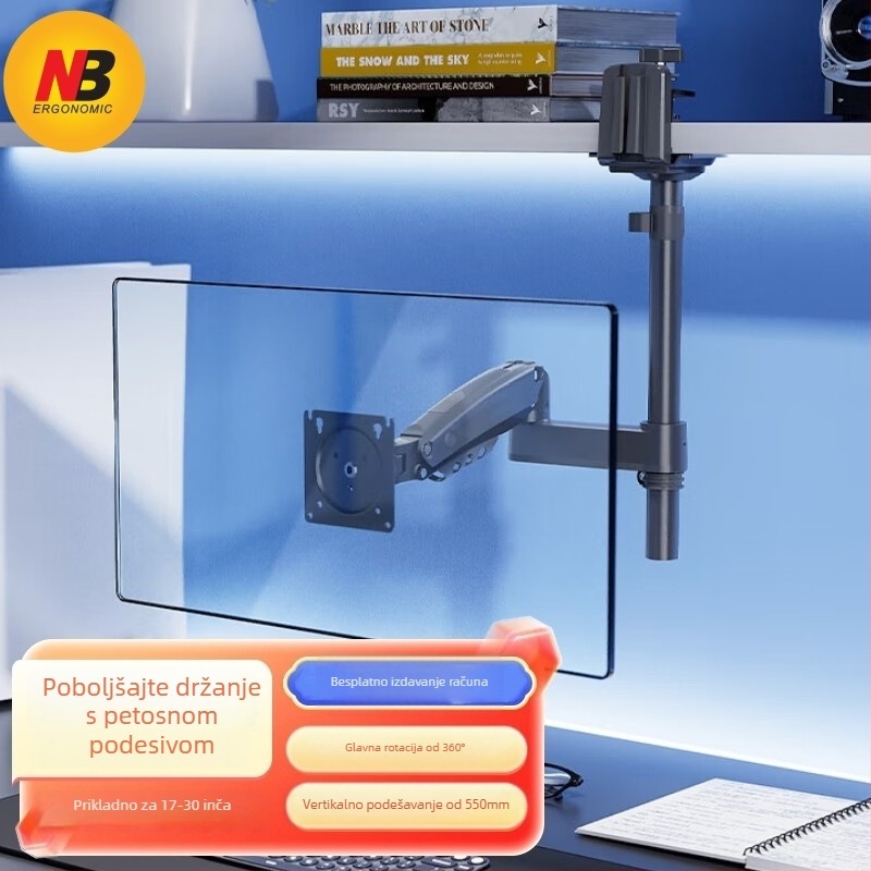 NB Ergonomic H100 Stalak za računalni LCD monitor s pneumatskim podizanjem i rotacijom lijevo-desno