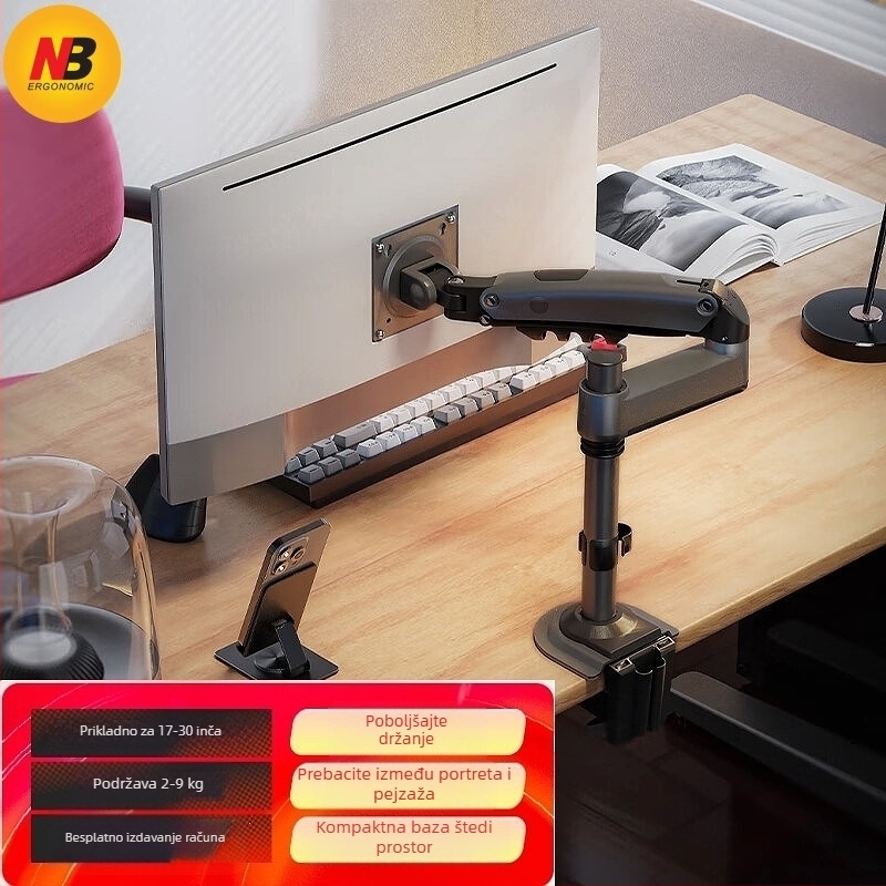 NB Ergonomic H100 Stalak za računalni LCD monitor s pneumatskim podizanjem i rotacijom lijevo-desno