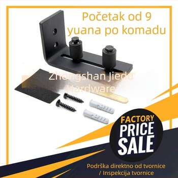 Hardver za vrata štale: čelik, mat crna završna obrada, model FL50503, osam u jednoj mogućnosti instalacije, kotačići s dvostrukom rupom