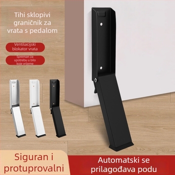 Metalni vrata bez bušenja, nogom pokretan, nehrđajući čelik, sklopni magnetski držač vrata, otporan na vjetar i klizanje