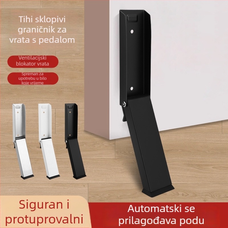 Metalni vrata bez bušenja, nogom pokretan, nehrđajući čelik, sklopni magnetski držač vrata, otporan na vjetar i klizanje