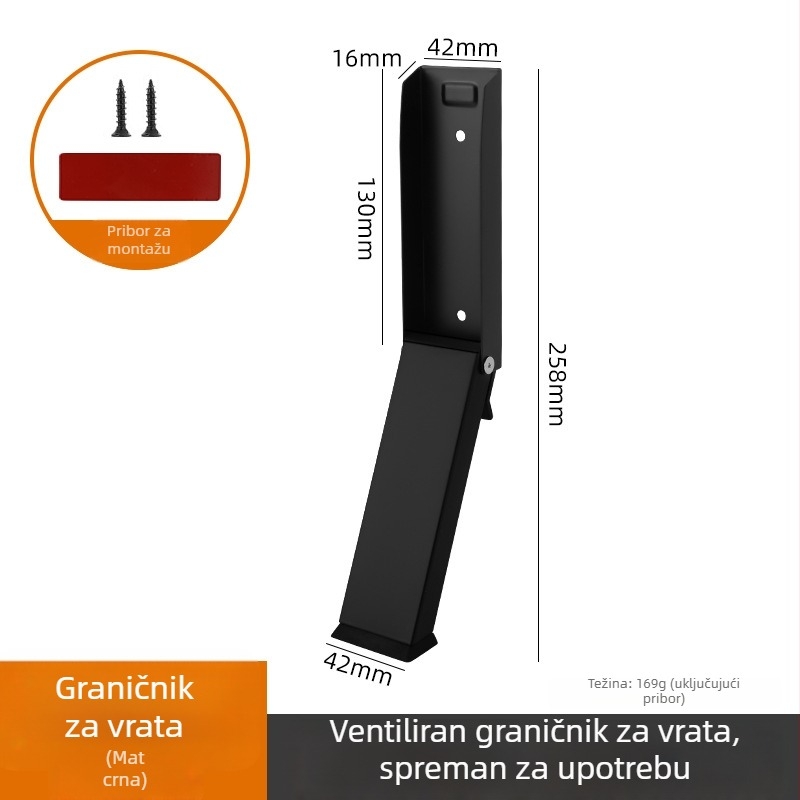 Metalni vrata bez bušenja, nogom pokretan, nehrđajući čelik, sklopni magnetski držač vrata, otporan na vjetar i klizanje