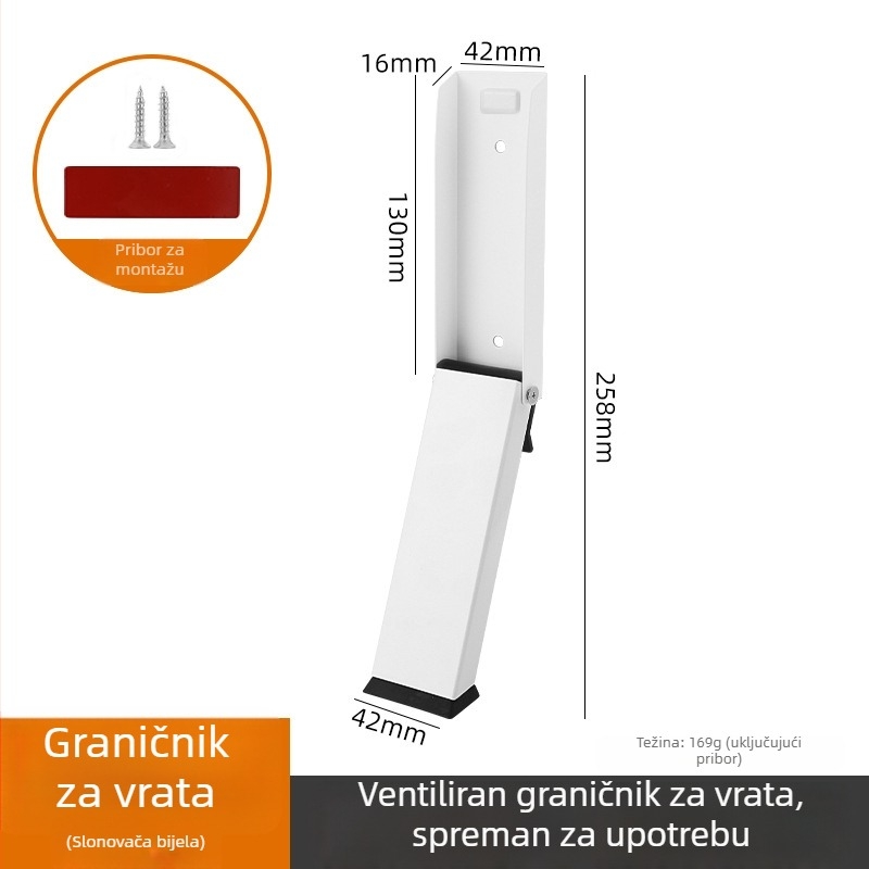 Metalni vrata bez bušenja, nogom pokretan, nehrđajući čelik, sklopni magnetski držač vrata, otporan na vjetar i klizanje