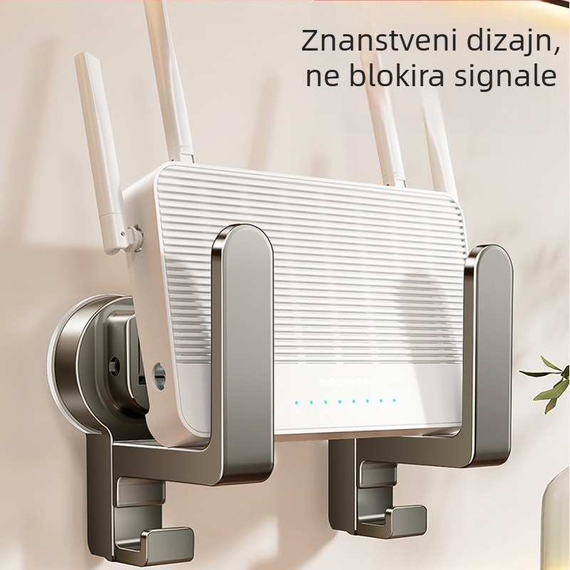 Zidni nosač za usmjerivač i modem sa vakuumskim držačem | plastika, nordijski stil, 1 razina, dnevni boravak