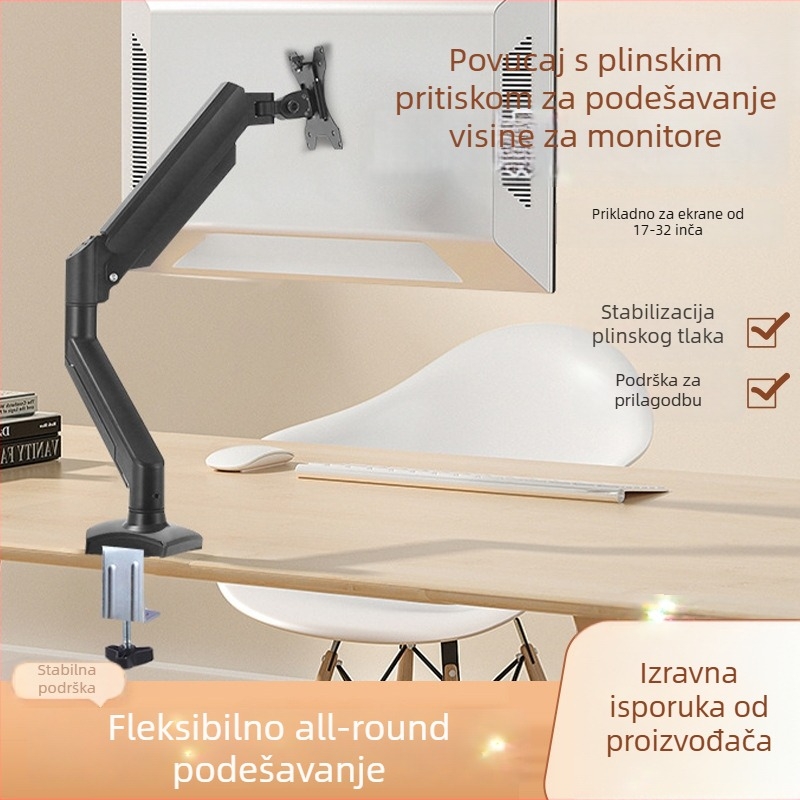 Monitor držač s plinskom oprugom, teleskopskih, za jedan zaslon, DM2901, hladno valjana čelik