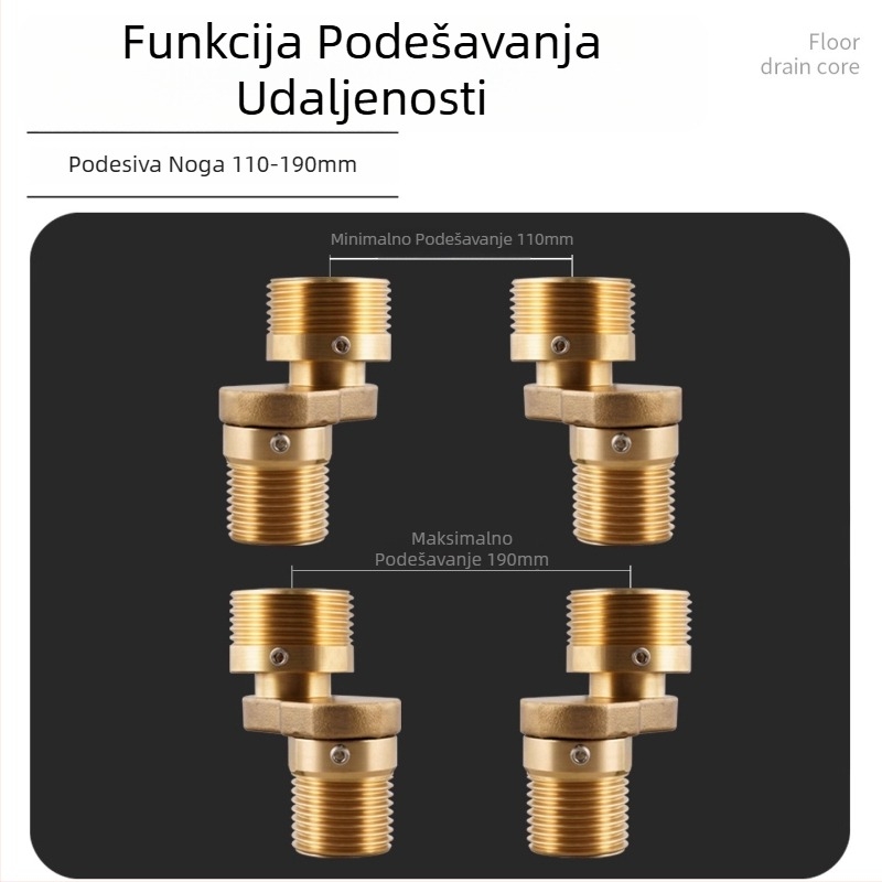Bakrena tuš slavina s podesivim ekscentričnim kutem i promjenljivim promjerom zavojne miješalice, nagnuti spoj