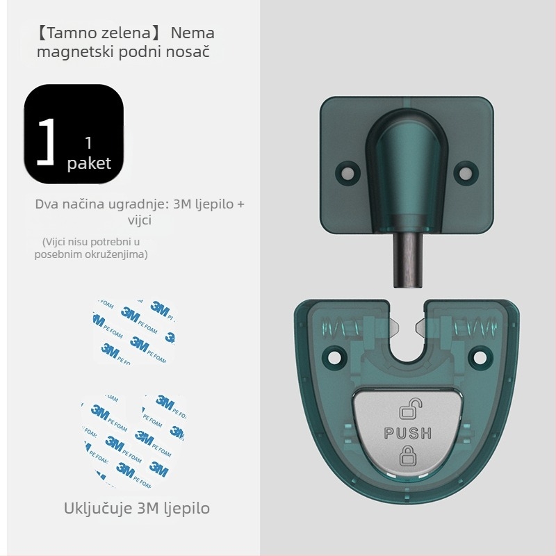 Vrata usisavač: otporno na vjetar, bez bušenja, nevidljiv kupaonski zatvarač, mehanički tiho, podno montiranje. Model Lts-jymc808. Materijal ABS+POM+3M ljepilo+ metalni dodaci. Mat završna prozirna površina. Ručno upravljanje