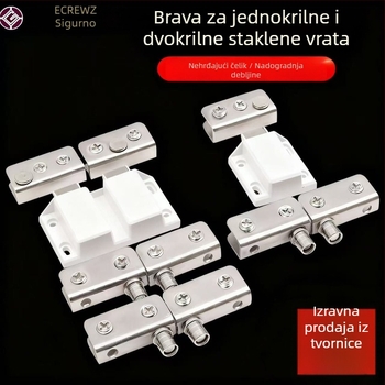 Asabie plastični i čelični držač vrata za staklene vitrine – nevidljivi udarac-povratnik s magnetskim opružnim mehanizmom, unutarnja uporaba, moderan minimalistički dizajn, jednostavan i dvostruki dodir