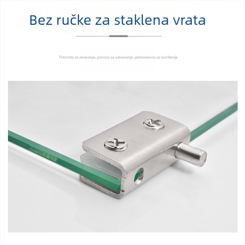 Asabie plastični i čelični držač vrata za staklene vitrine – nevidljivi udarac-povratnik s magnetskim opružnim mehanizmom, unutarnja uporaba, moderan minimalistički dizajn, jednostavan i dvostruki dodir
