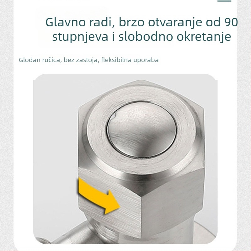 Ugradni ventil od 304 nerđajućeg čelika trokutastog oblika za dovod tople i hladne vode, model H8801, otporan na visoke temperature, mogućnost prilagodbe