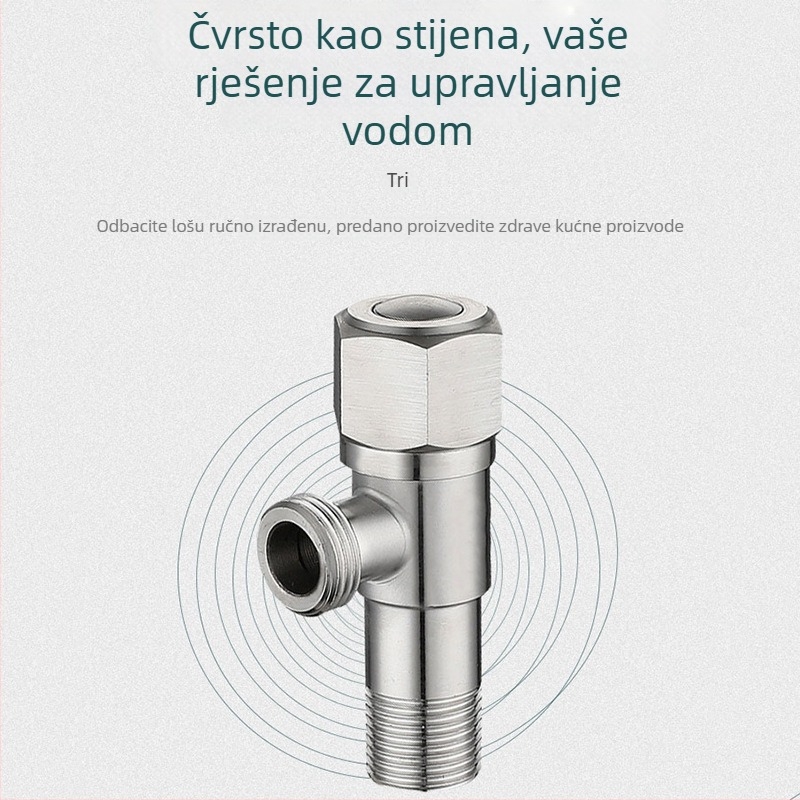 Ugradni ventil od 304 nerđajućeg čelika trokutastog oblika za dovod tople i hladne vode, model H8801, otporan na visoke temperature, mogućnost prilagodbe