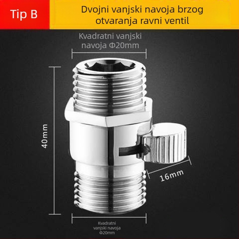 Ručni tuš s brzim prekidačem – unutarnje/vanjske priključke, bakar, moderni minimalistički stil