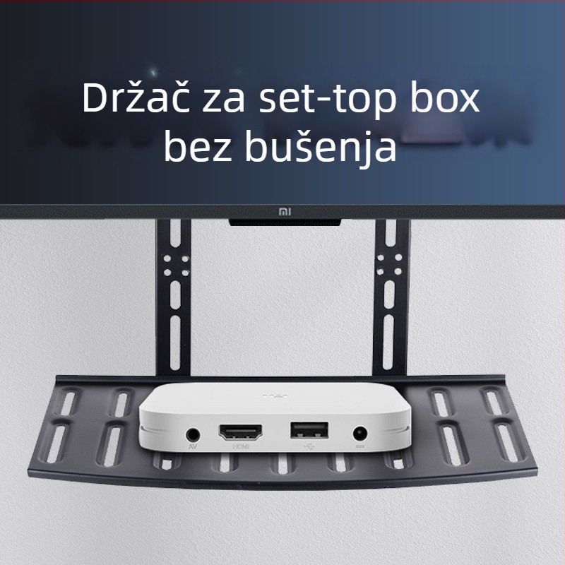 STB105 držač za TV set-top box, bez bušenja, visinski prilagodljiv, metalni nosač, nosivost 5-10 kg