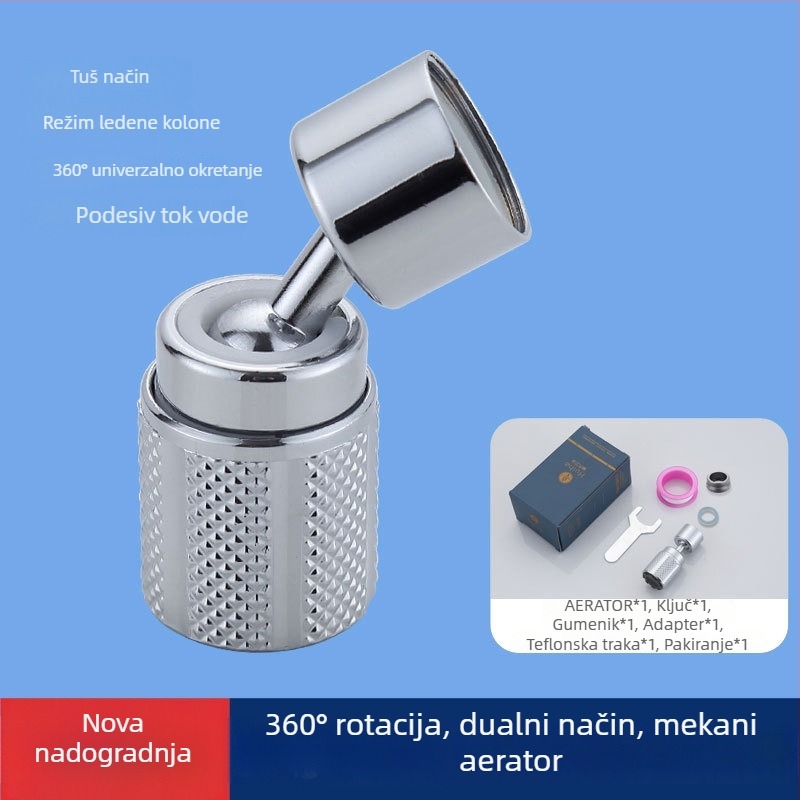 Univerzalni produžni nastavak za slavinu s rotirajućim adapterom i filtrirajućim aeratorom (Materijal: ABS; Stil: Moderno jednostavno; Marka: Clean and Special; Funkcija: tri brzine narezivanja)
