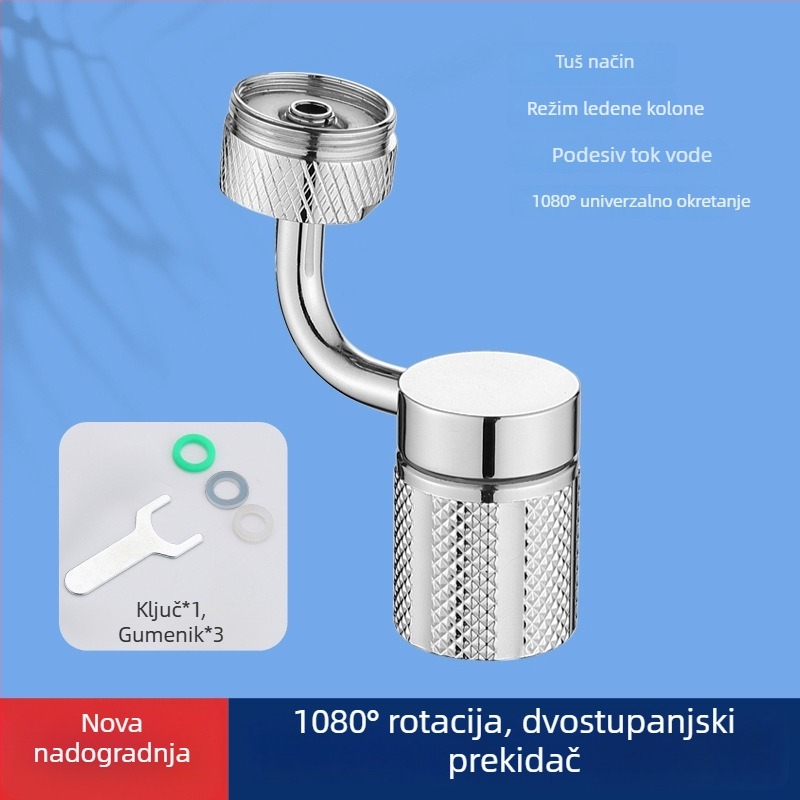 Univerzalni produžni nastavak za slavinu s rotirajućim adapterom i filtrirajućim aeratorom (Materijal: ABS; Stil: Moderno jednostavno; Marka: Clean and Special; Funkcija: tri brzine narezivanja)