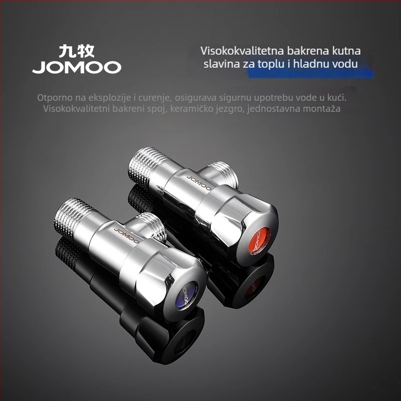 Jomoo kutni ventil, bakreno tijelo, jedan ulaz, dva izlaza, za hladnu i toplu vodu, zidni priključak, unutarnji promjer 4 mm, radni tlak 100, model 74097-156