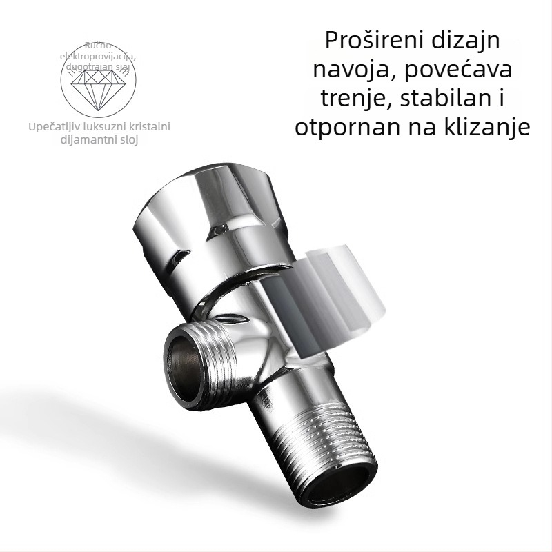 Jomoo kutni ventil, bakreno tijelo, jedan ulaz, dva izlaza, za hladnu i toplu vodu, zidni priključak, unutarnji promjer 4 mm, radni tlak 100, model 74097-156