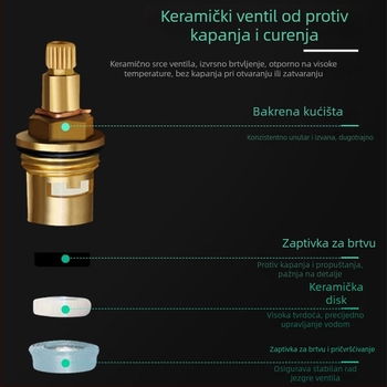 Bakar trostrani kutni ventil za WC i bojler, zidna montaža, radni tlak 0.8 MPa, Mayalong