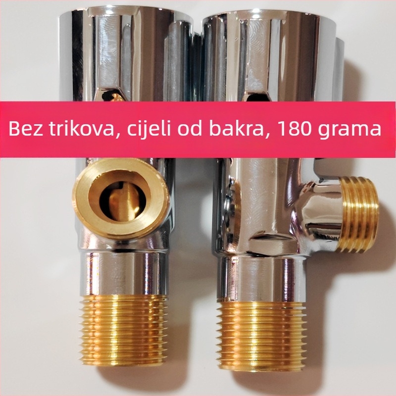 Bakar trostrani kutni ventil za WC i bojler, zidna montaža, radni tlak 0.8 MPa, Mayalong